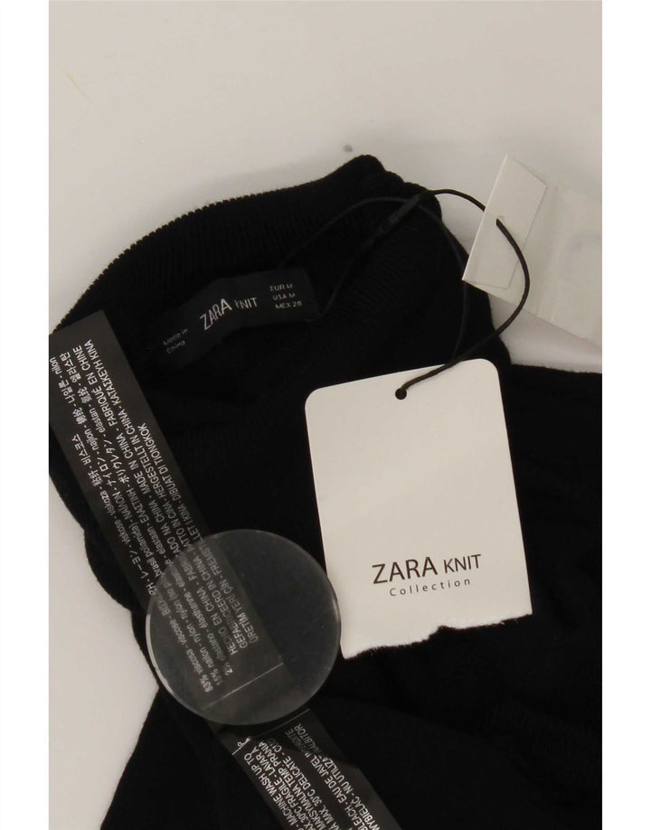 Suéter feminino Zara com gola redonda e viscose azul marinho médio UK 12