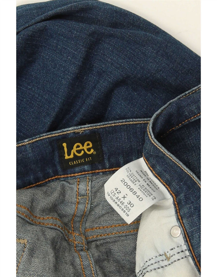 Lee Mens Classic Fit Straight Jeans W42 L30 Azul Algodão