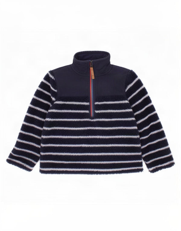 Suéter de lã Joules para meninos, gola com zíper, 18 a 24 meses, azul marinho listrado