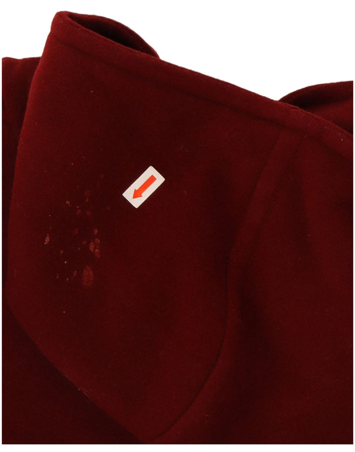 Casaco Duffle feminino vintage com capuz IT 52 2XL lã vermelha