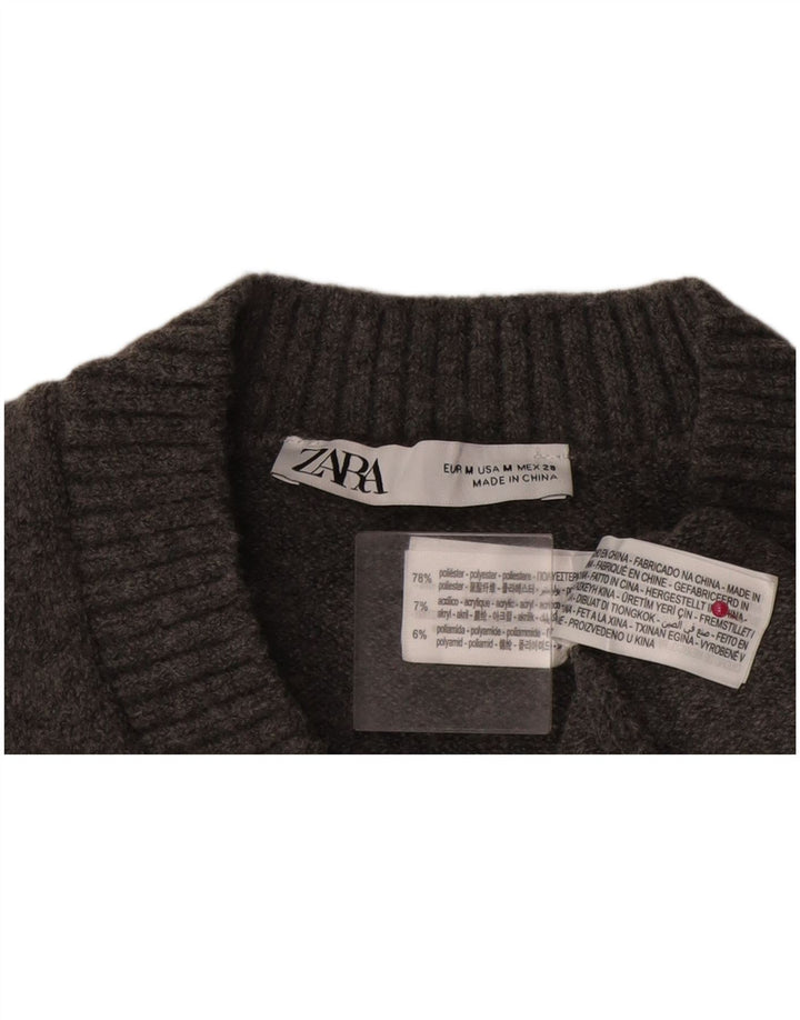 Zara Womens Vest Tank Top UK 14 Poliéster Cinza Médio