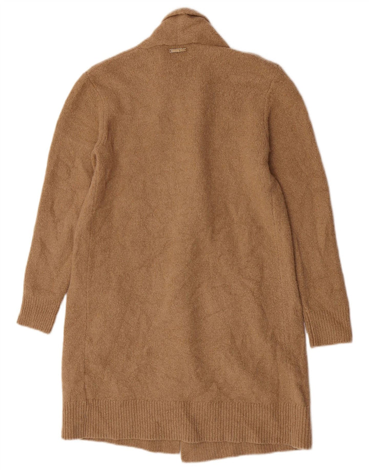 Suéter cardigã aberto Michael Kors Longline feminino Reino Unido 10 pequeno bege