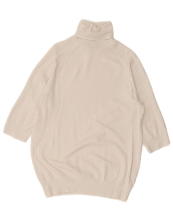 Suéter feminino Zara com manga 3/4 e gola redonda Reino Unido 14 grande branco