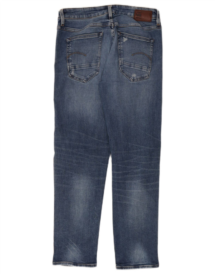 G-Star feminino jeans slim desgastado W24 L30 algodão azul