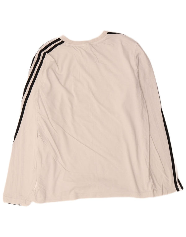 Top feminino Adidas manga comprida UK 16/18 grande algodão branco