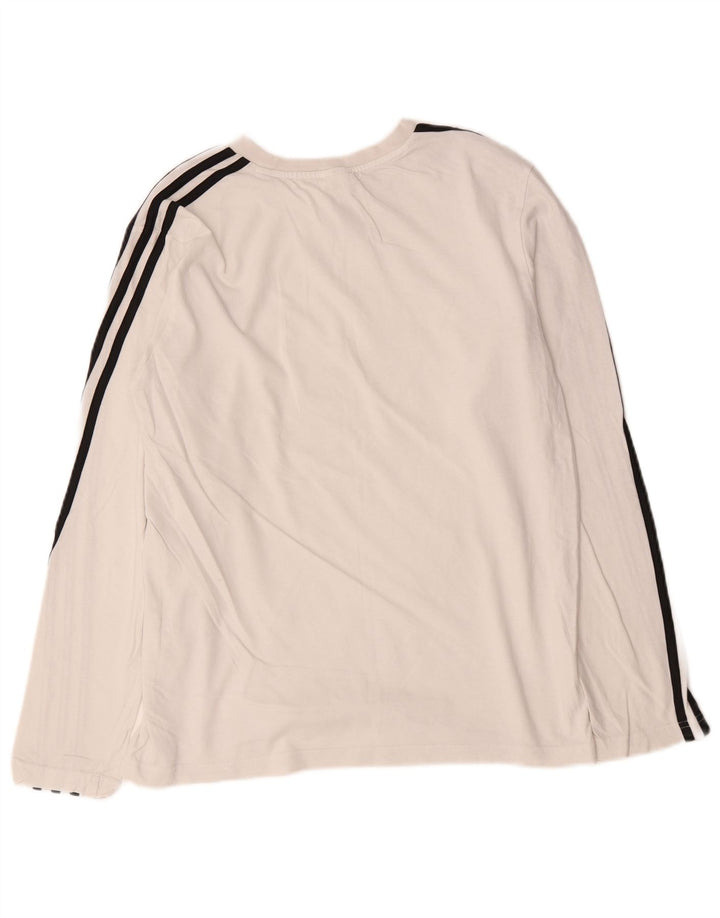 Top feminino Adidas manga comprida UK 16/18 grande algodão branco