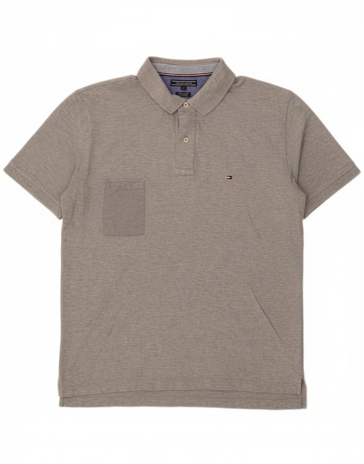 Camisa polo masculina TOMMY HILFIGER regular fit 2XL algodão cinza