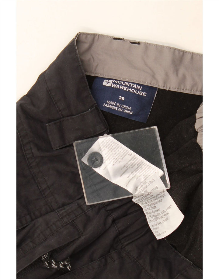 MOUNTAIN WAREHOUSE Calça cargo masculina reta W38 L32 poliéster preto