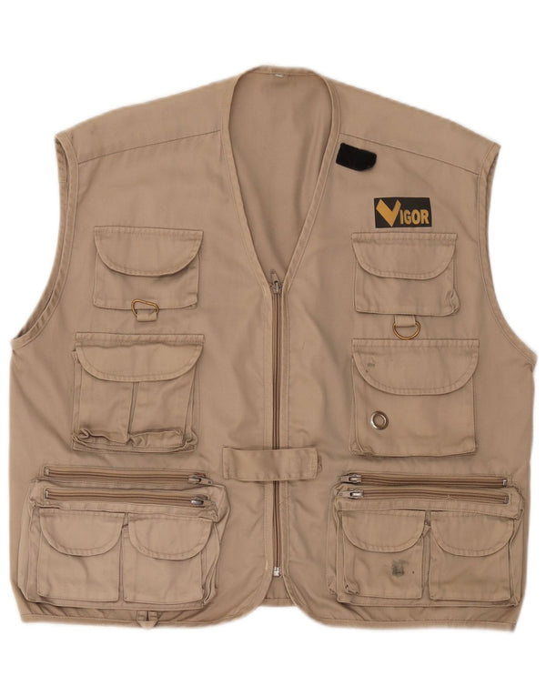 Jaqueta utilitária masculina vintage UK 40 grande bege