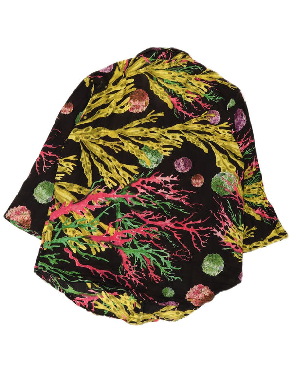 Blusa feminina Antica Sartoria manga 3/4 Reino Unido 14 médio preto floral