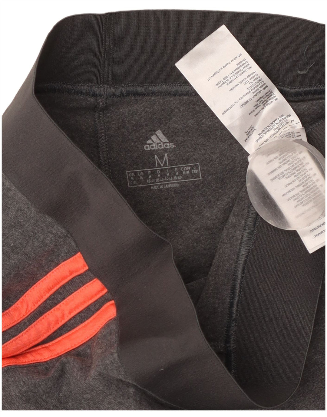 ADIDAS Womens Leggings UK 12/14 Médio Cinza Algodão