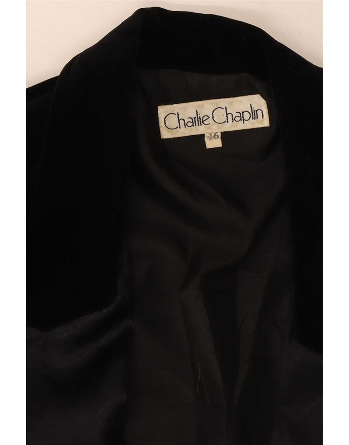 Jaqueta blazer feminina de veludo com 1 botão Charlie Chaplin IT 46 grande preta