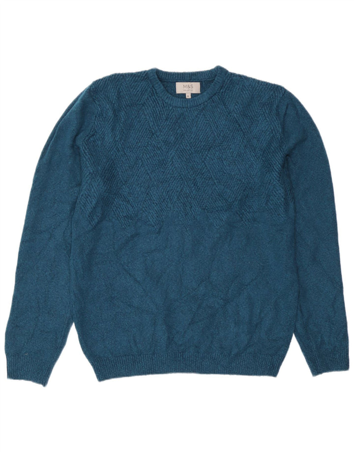 Suéter masculino Marks & Spencer com gola redonda e acrílico verde médio