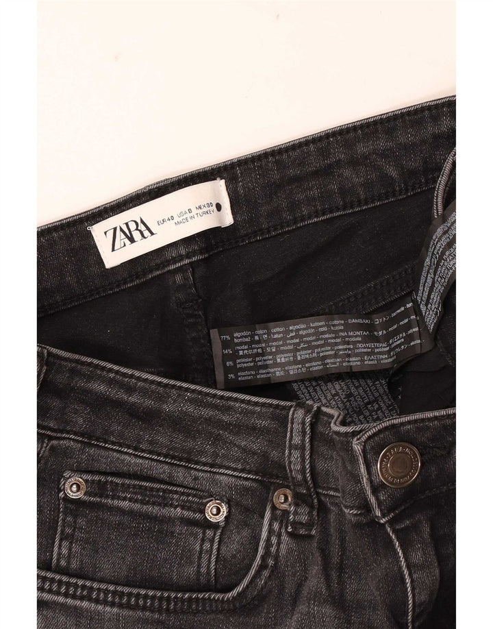 Zara Jeans Slim Feminino EU 40 Médio W30 L28 Algodão Preto