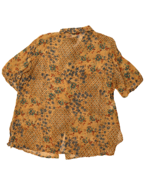 ELENA MIRO Blusa feminina manga curta Reino Unido 20 2XL amarelo floral