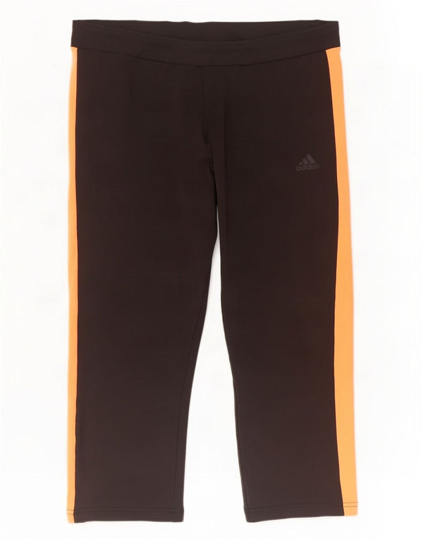 Adidas Womens Capri Leggings UK 16/18 Grande Preto Colorblock Poliéster