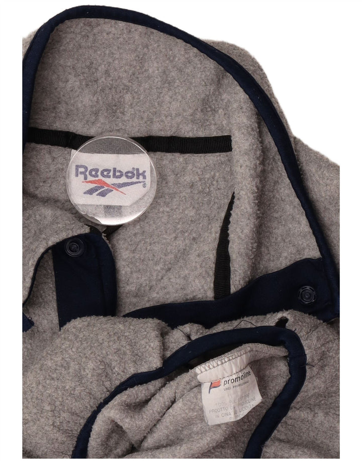 Reebok Mens Button Neck Fleece Jumper XL Cinza Poliéster