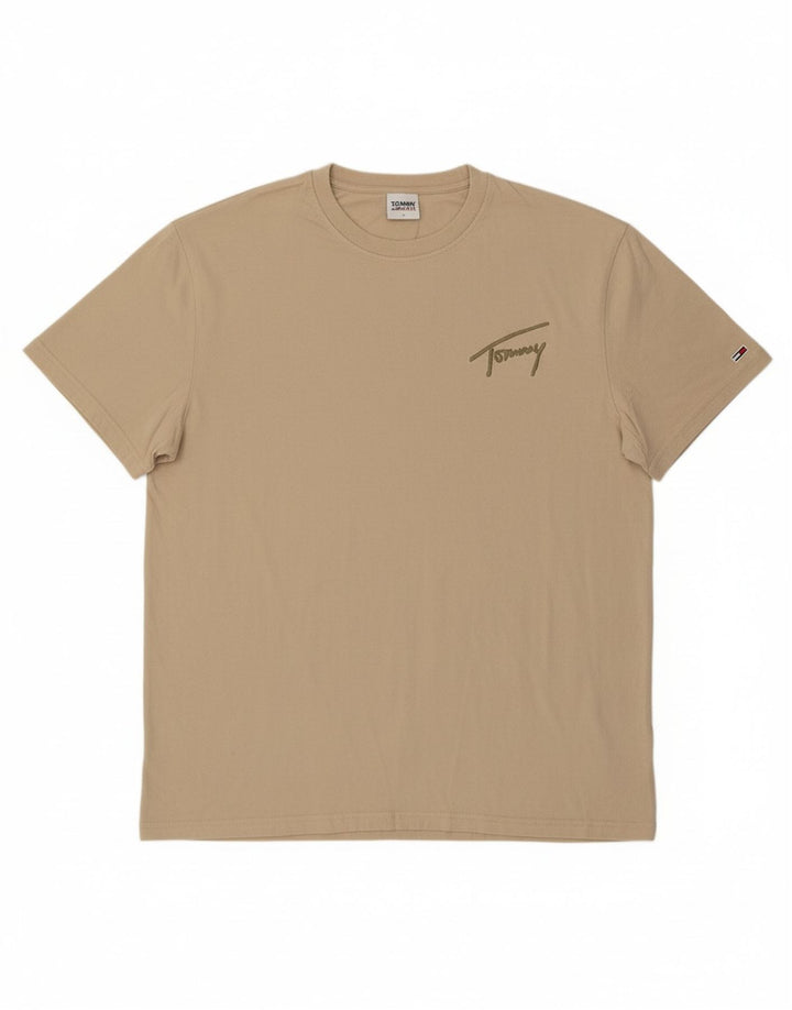 Camiseta masculina TOMMY HILFIGER grande algodão bege