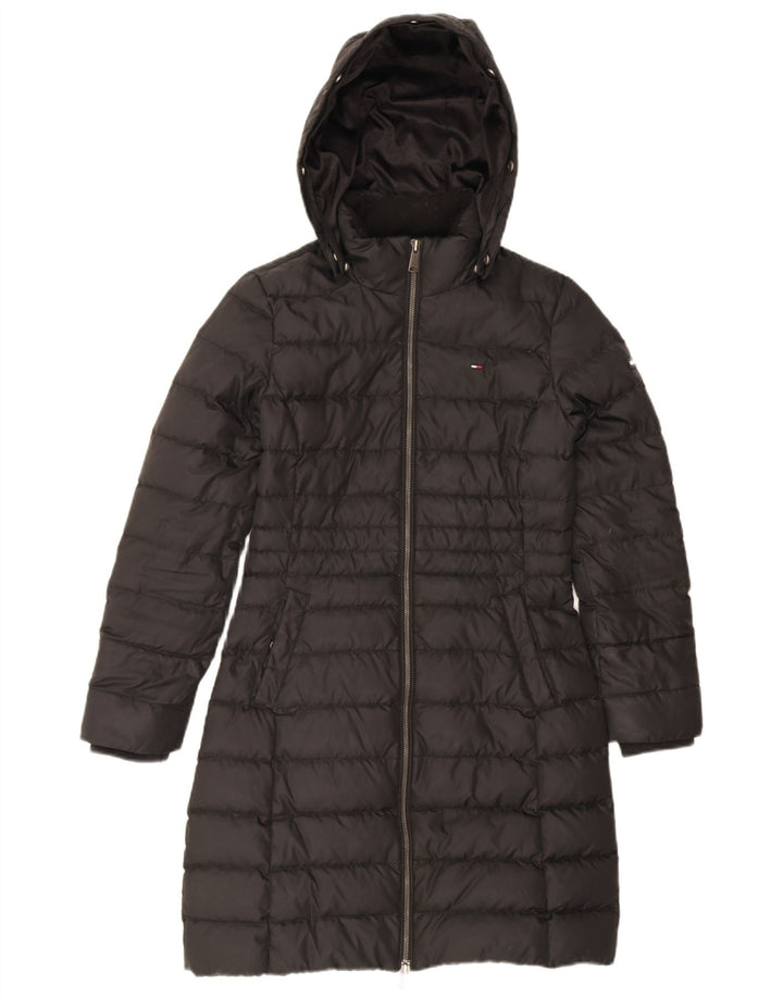 Casaco acolchoado com capuz feminino Tommy Hilfiger Reino Unido 10 pequeno poliéster preto