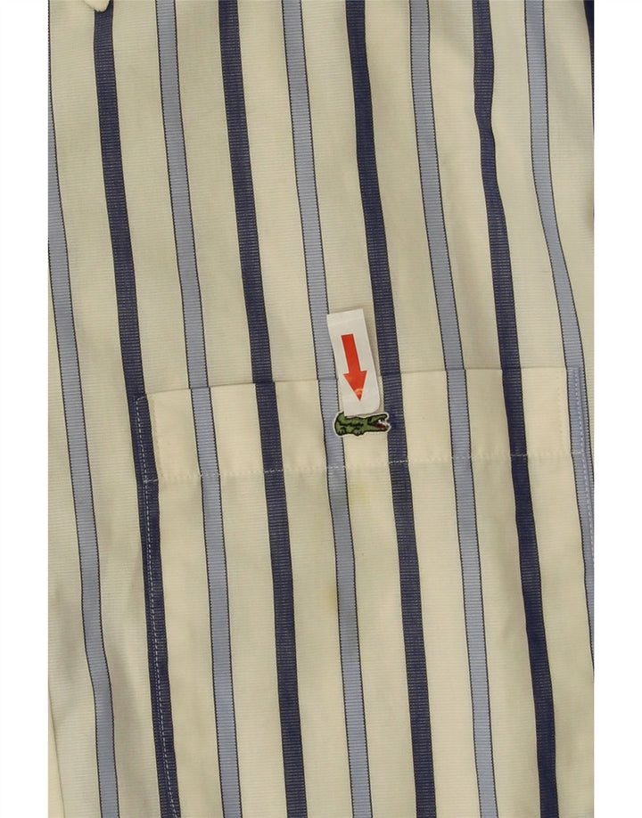 Camisa masculina Lacoste tamanho 42 grande algodão listrado branco