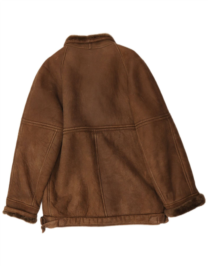 Jaqueta masculina vintage de shearling IT 50 grande marrom