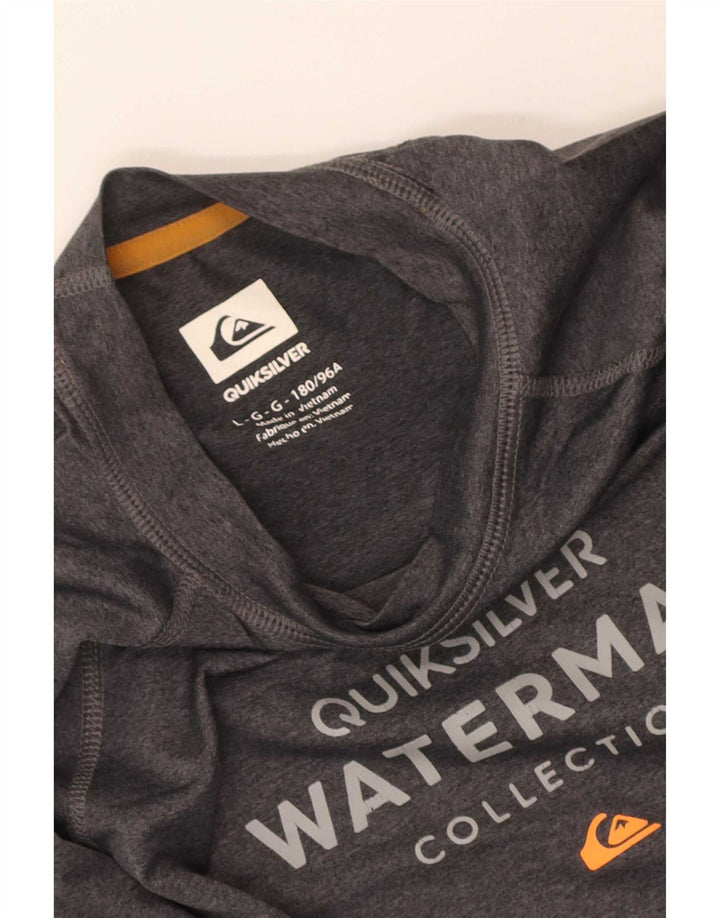 Top gráfico masculino Quiksilver manga comprida poliéster cinza grande