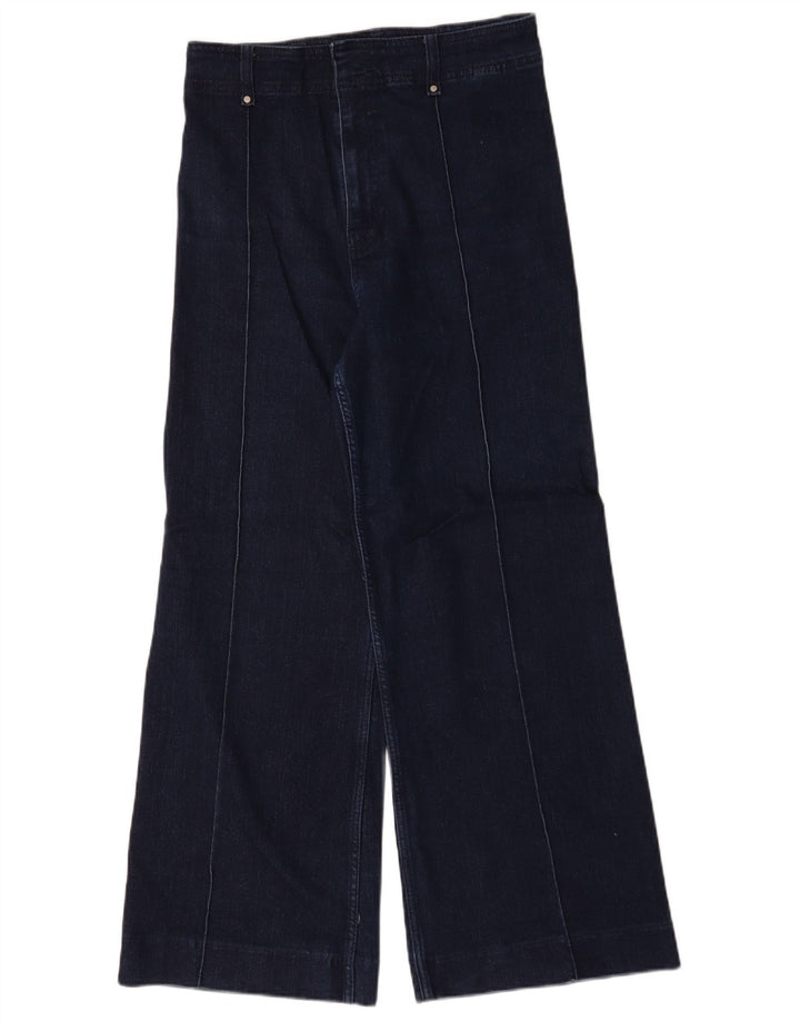 Calça jeans feminina Zara com perna larga EU 40 médio W30 L30 azul marinho