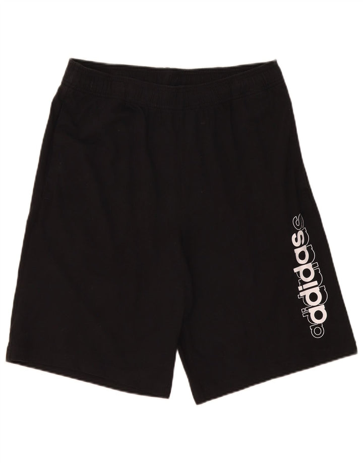 Shorts esportivos gráficos masculinos Adidas médio algodão preto