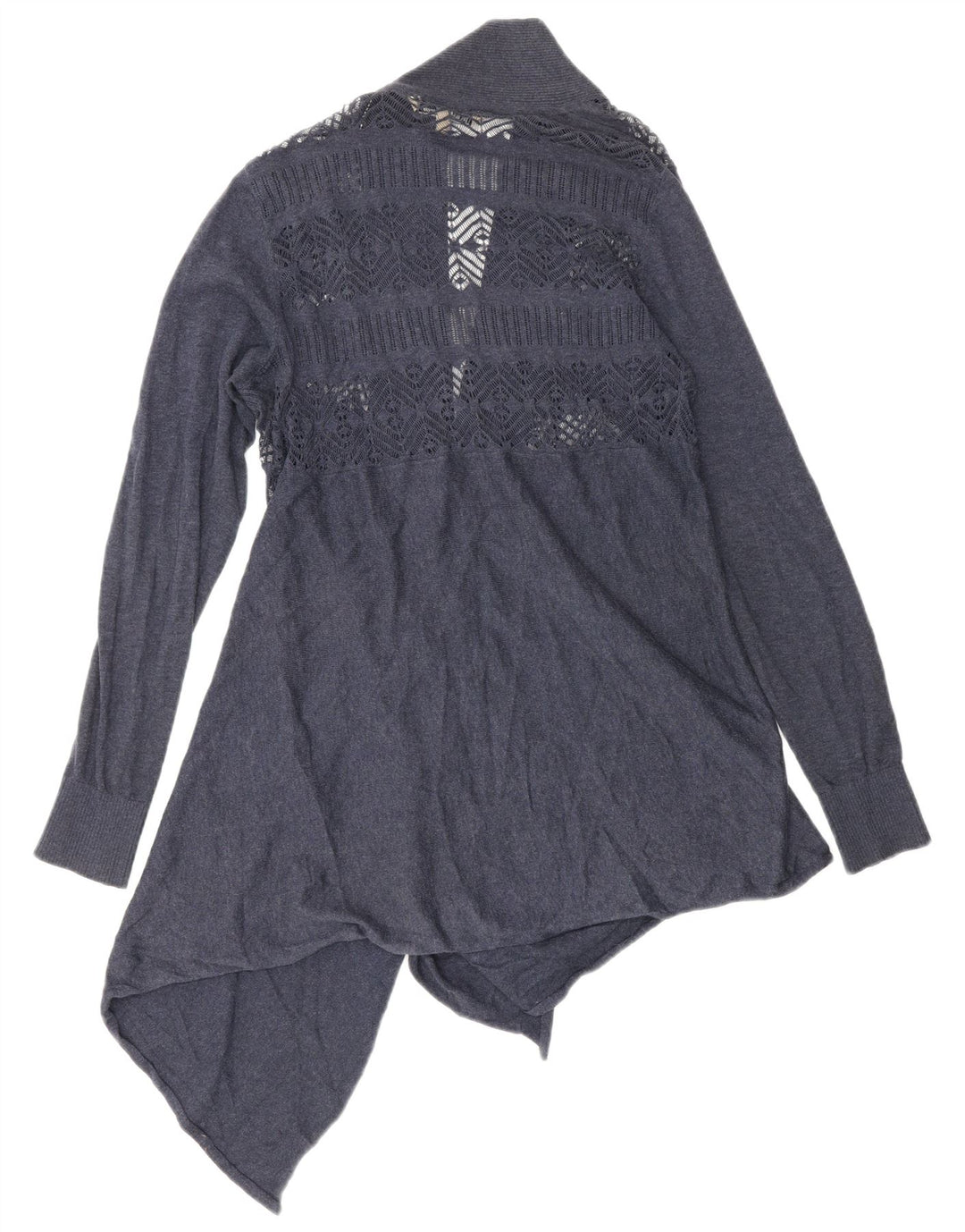 Suéter assimétrico de cardigã feminino Fat Face Reino Unido 10 algodão azul marinho pequeno