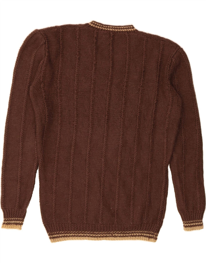 Suéter masculino VINTAGE com decote em V marrom médio