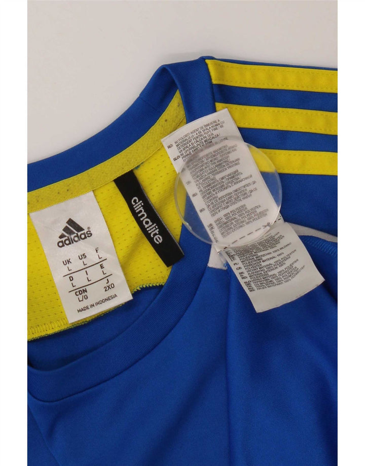 Adidas Mens Climalite Camiseta Top Grande Azul Colorblock Poliéster