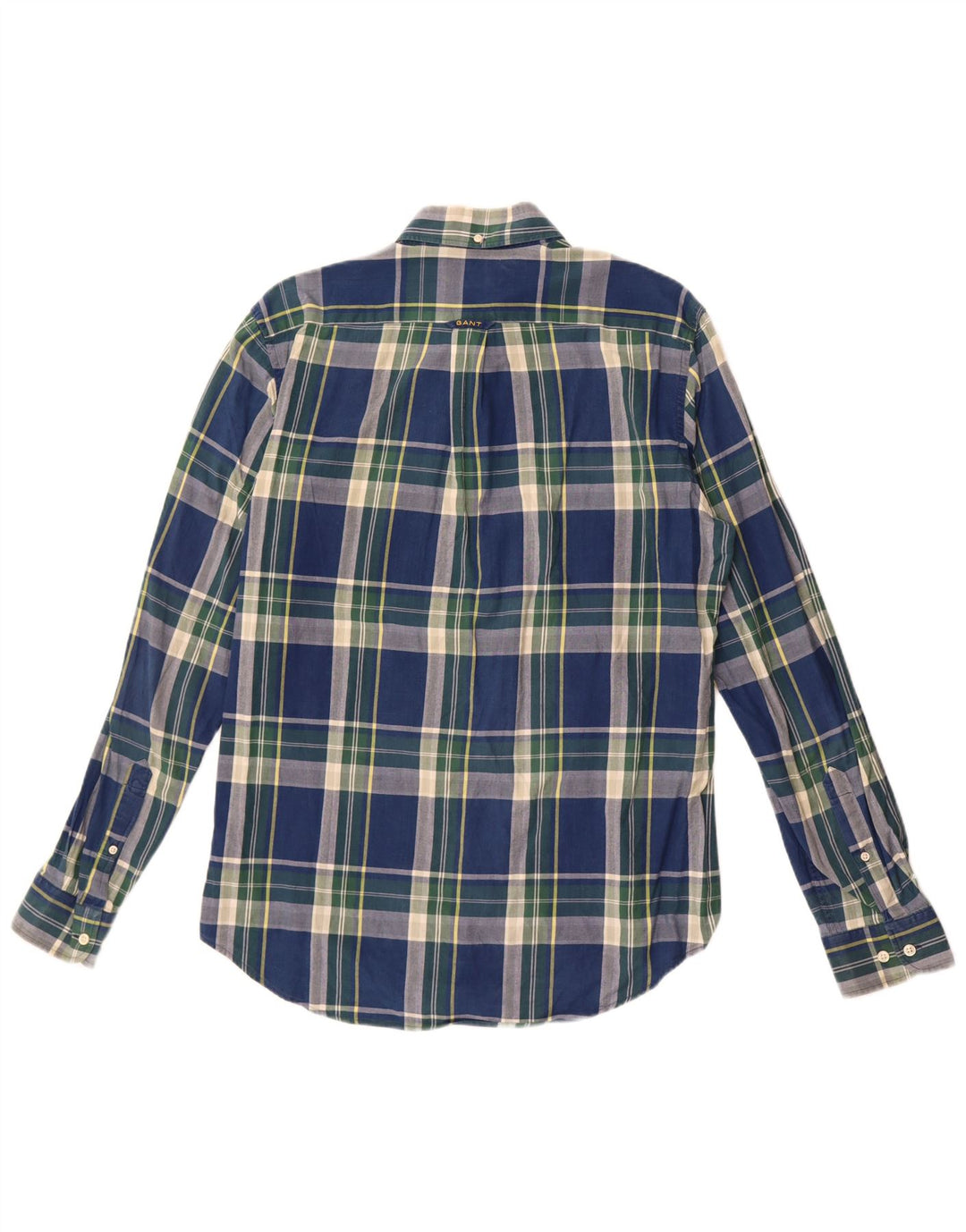 Camisa masculina Gant Regular Fit média azul marinho xadrez algodão