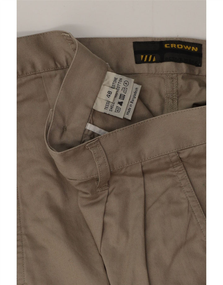 CROWN Masculino Pegged Chino Shorts IT 48 Médio W32 Algodão Bege