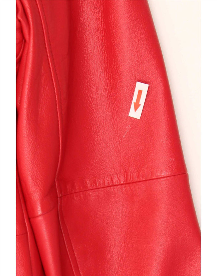 Jaqueta de couro feminina Gerry Weber UK 12 couro vermelho médio
