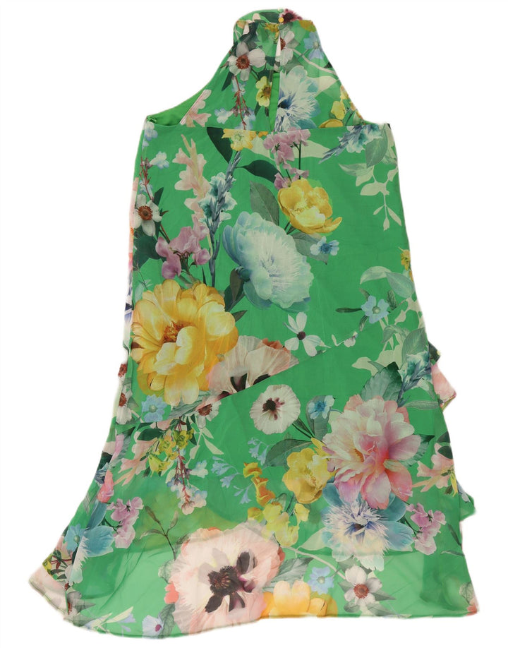 Vestido frente única feminino Lipsy Reino Unido 12 poliéster floral verde médio