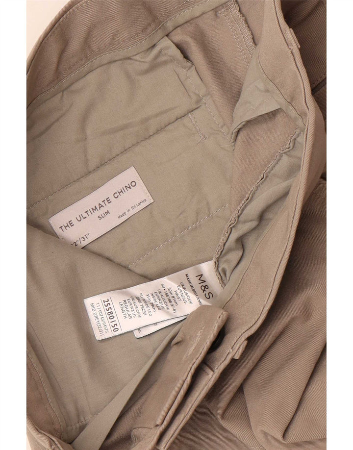 Calça Chino Masculina Slim Marks & Spencer W32 L31 Algodão Cinza