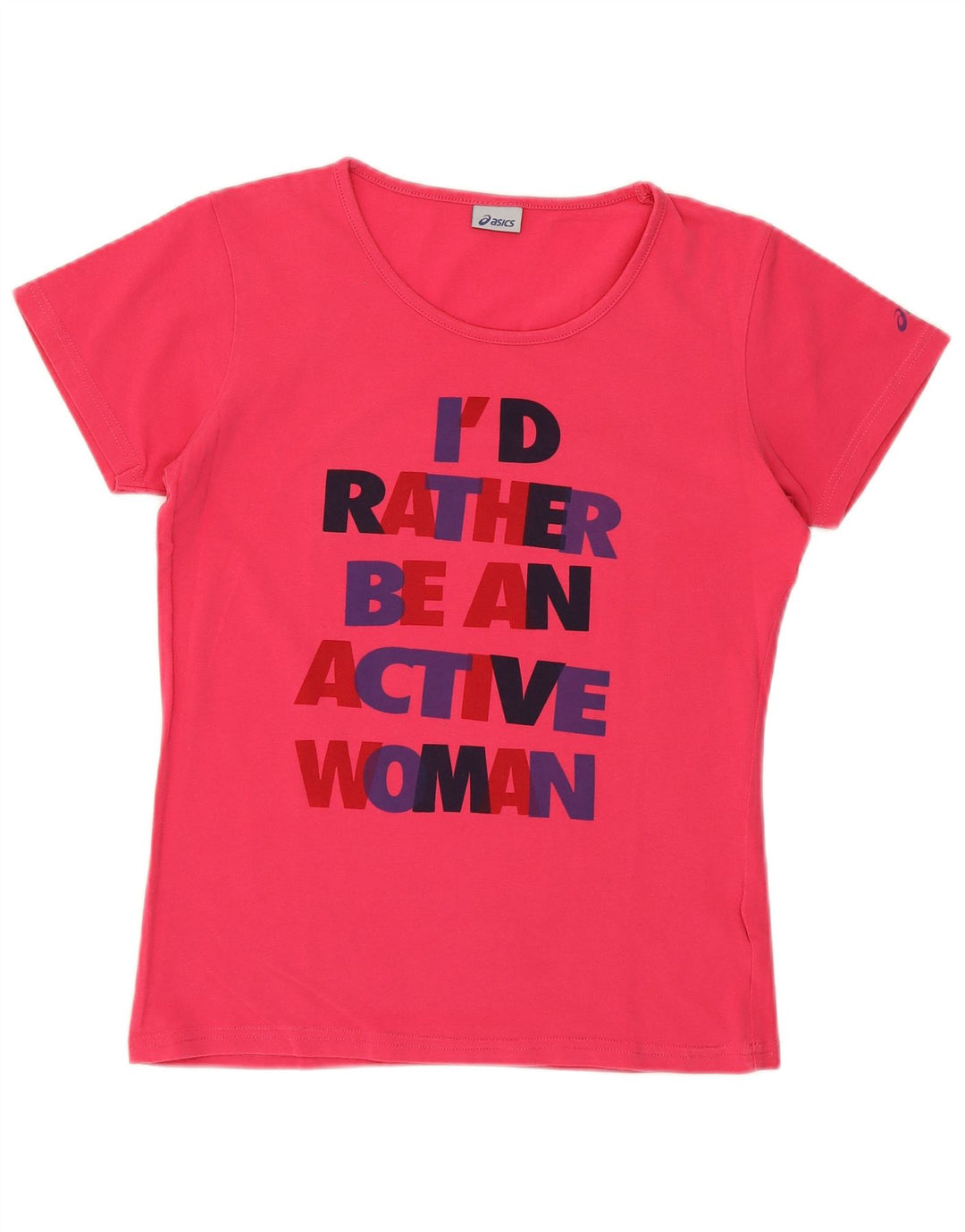 Camiseta feminina gráfica ASICS Top UK 12 algodão rosa médio