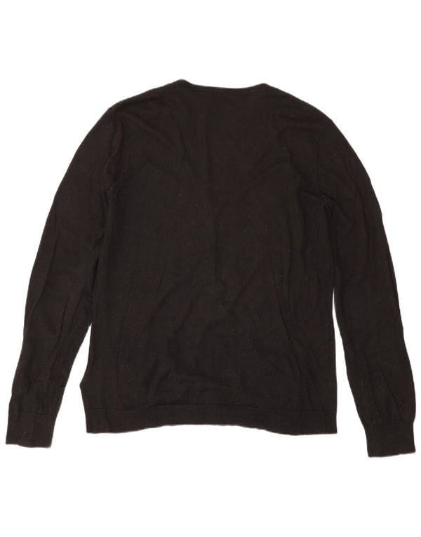 Suéter cardigã feminino Ralph Lauren UK 18 XL algodão preto