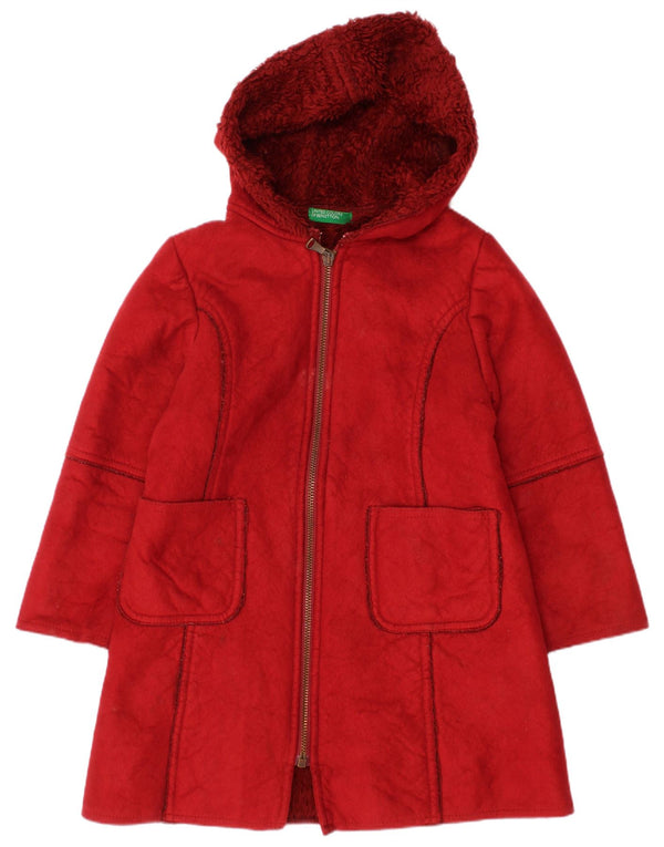 Sobretudo Sherpa com capuz para meninas Benetton 2-3 anos 2XS acrílico vermelho