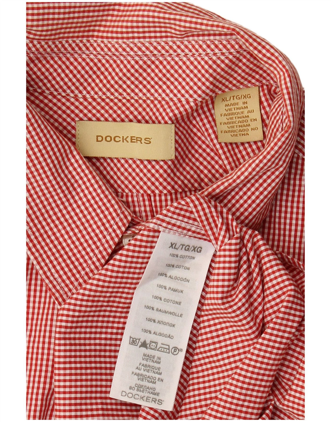 Camisa masculina Dockers XL vermelha algodão guingão