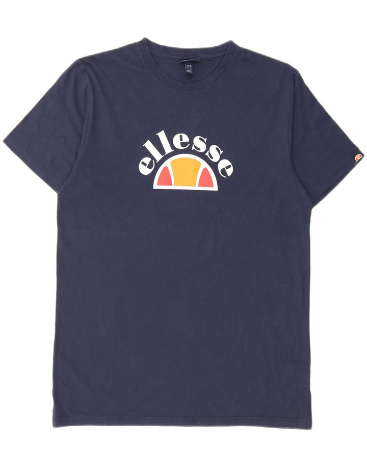Ellesse Camiseta masculina gráfica top grande algodão azul marinho