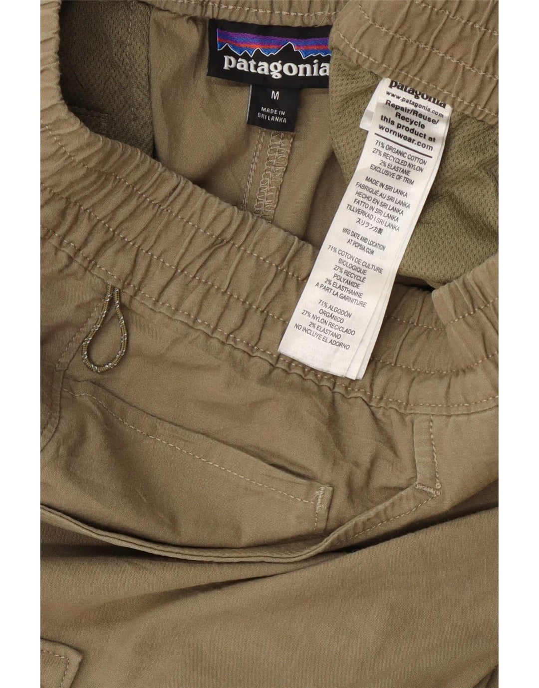Shorts cargo masculino Patagonia médio W32 algodão cáqui