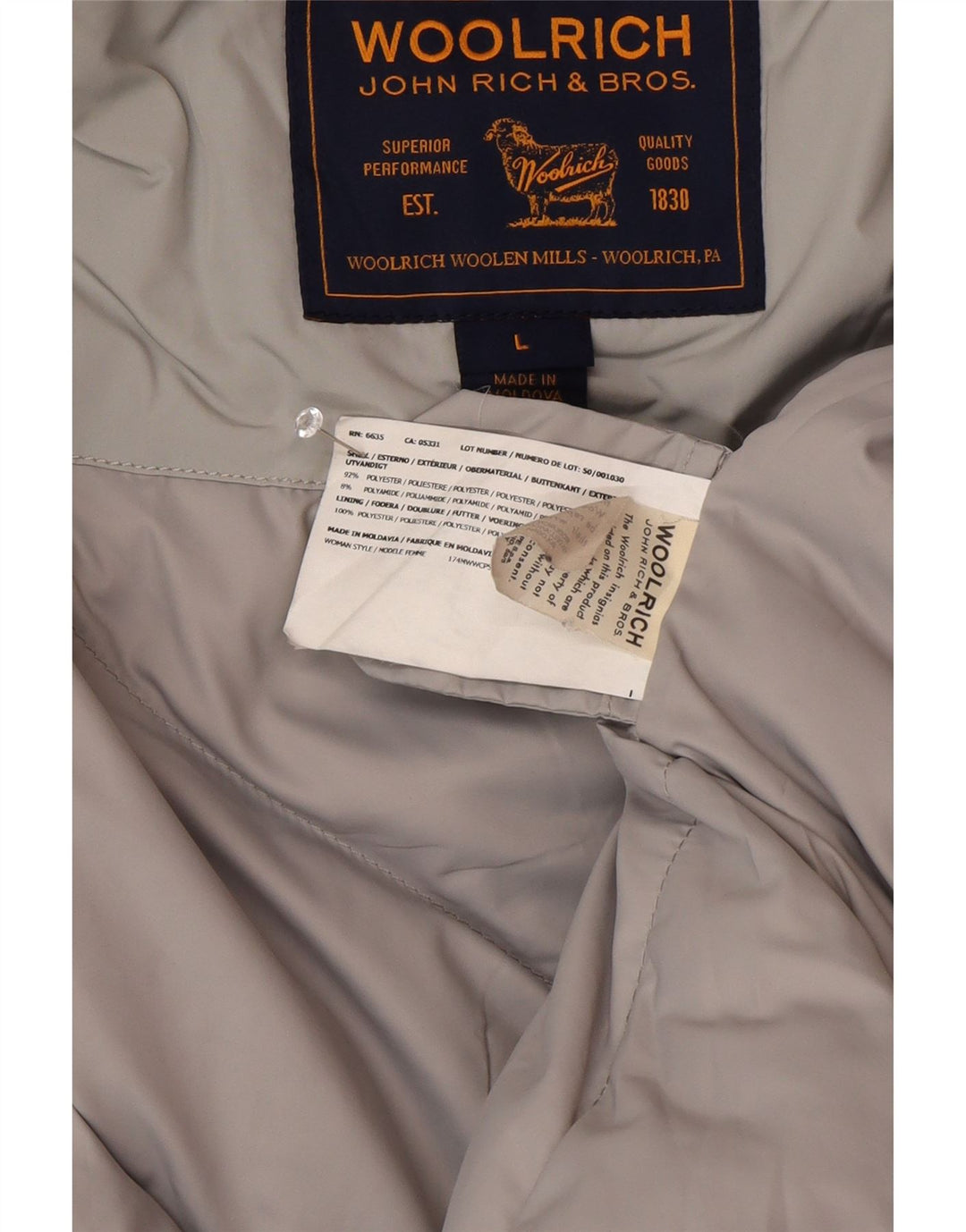 Jaqueta Parka com capuz feminina Woolrich Reino Unido 16 grande inverno cinza de poliéster