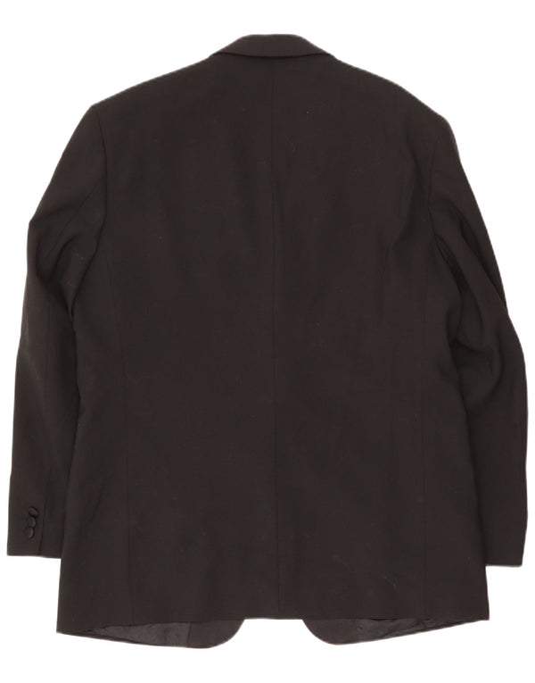 Jaqueta blazer masculina de 2 botões Marks & Spencer Reino Unido 42 grande poliéster preto