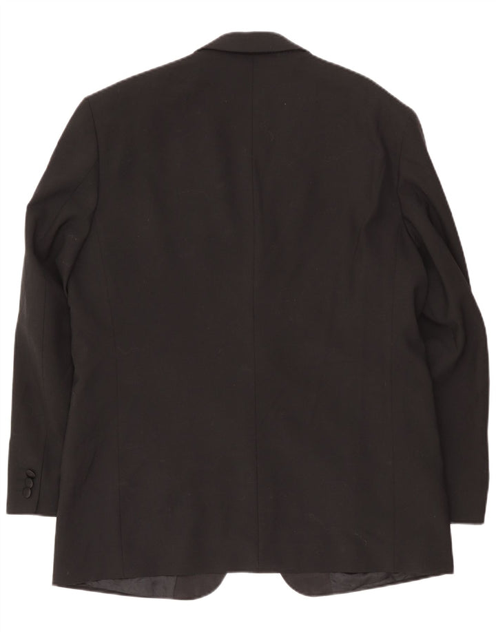 Jaqueta blazer masculina de 2 botões Marks & Spencer Reino Unido 42 grande poliéster preto