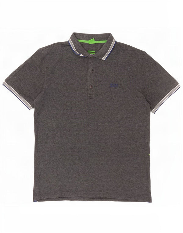 Camisa polo masculina Hugo Boss grande algodão cinza