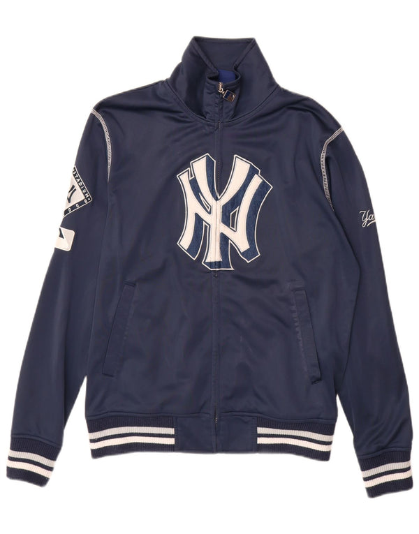 MAJESTIC Mens New York Yankees Treino Top Jaqueta Pequena Azul Marinho