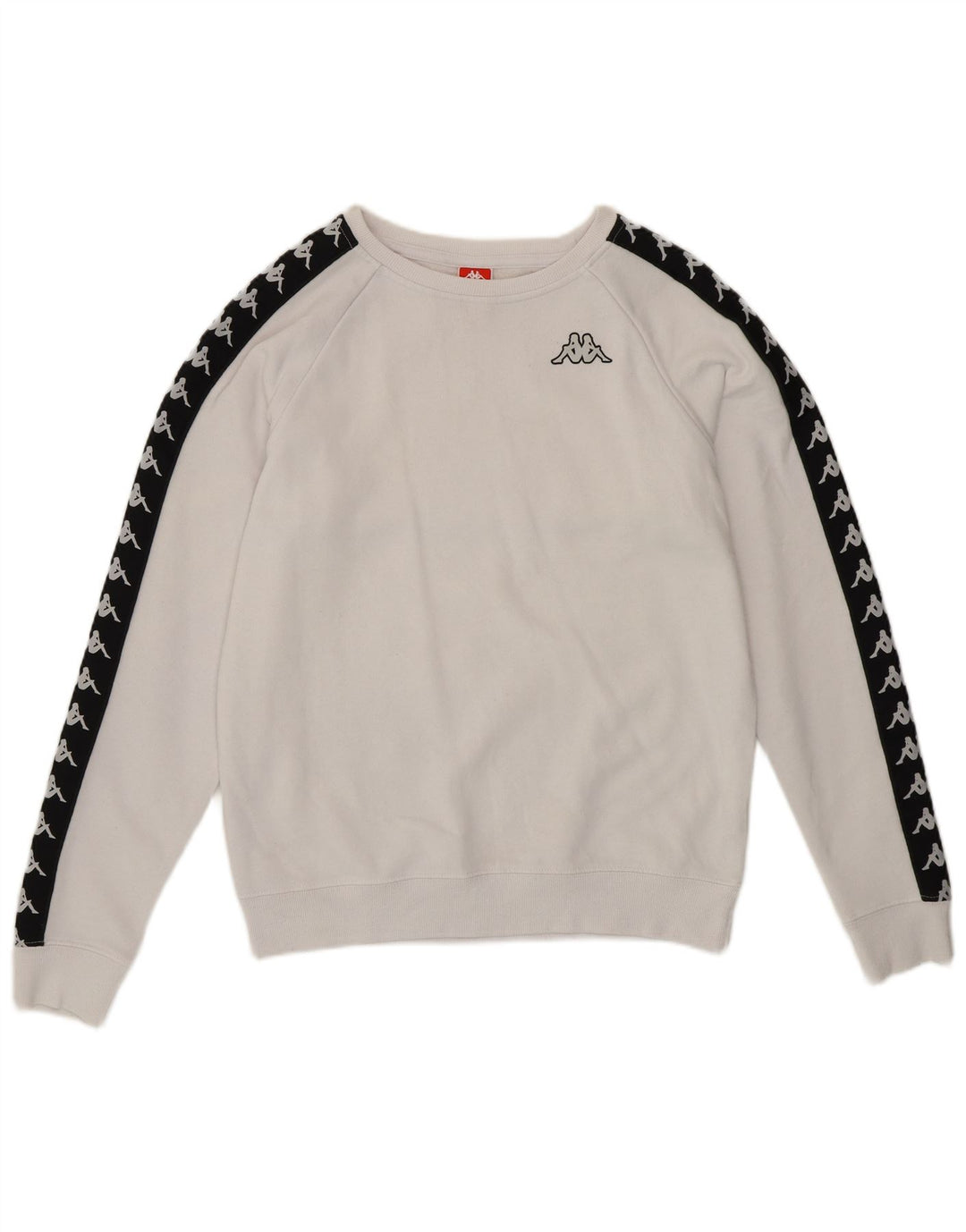 KAPPA moletom feminino gráfico jumper UK 14 médio branco colorblock