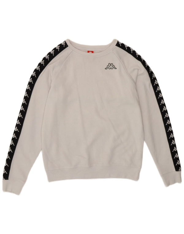 KAPPA moletom feminino gráfico jumper UK 14 médio branco colorblock
