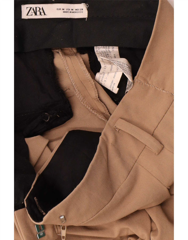 Zara Calça Chino Feminina de Perna Larga Médio W28 L30 Marrom Poliéster